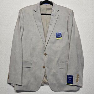 NWT Apt 9 Premier Flex Slim Fit Suit Jacket 46R Taupe Tan Nailhead Washable New